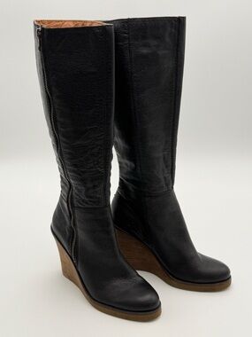 Lucky Brand LK-Fabulous Knee High Wedge Side Zip Heeled Boots Womans Size 6